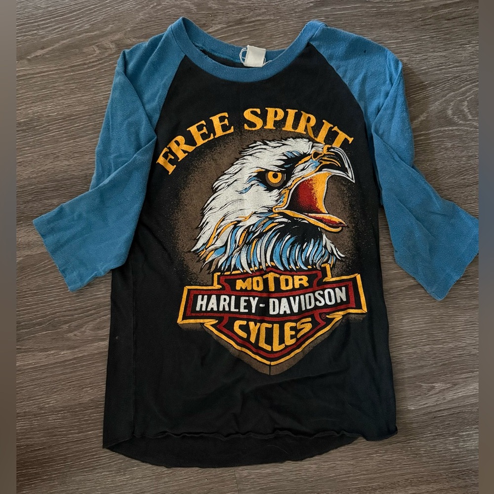 Madeworn Harley-Davidson Black Blue Free Spirit Shirt Small